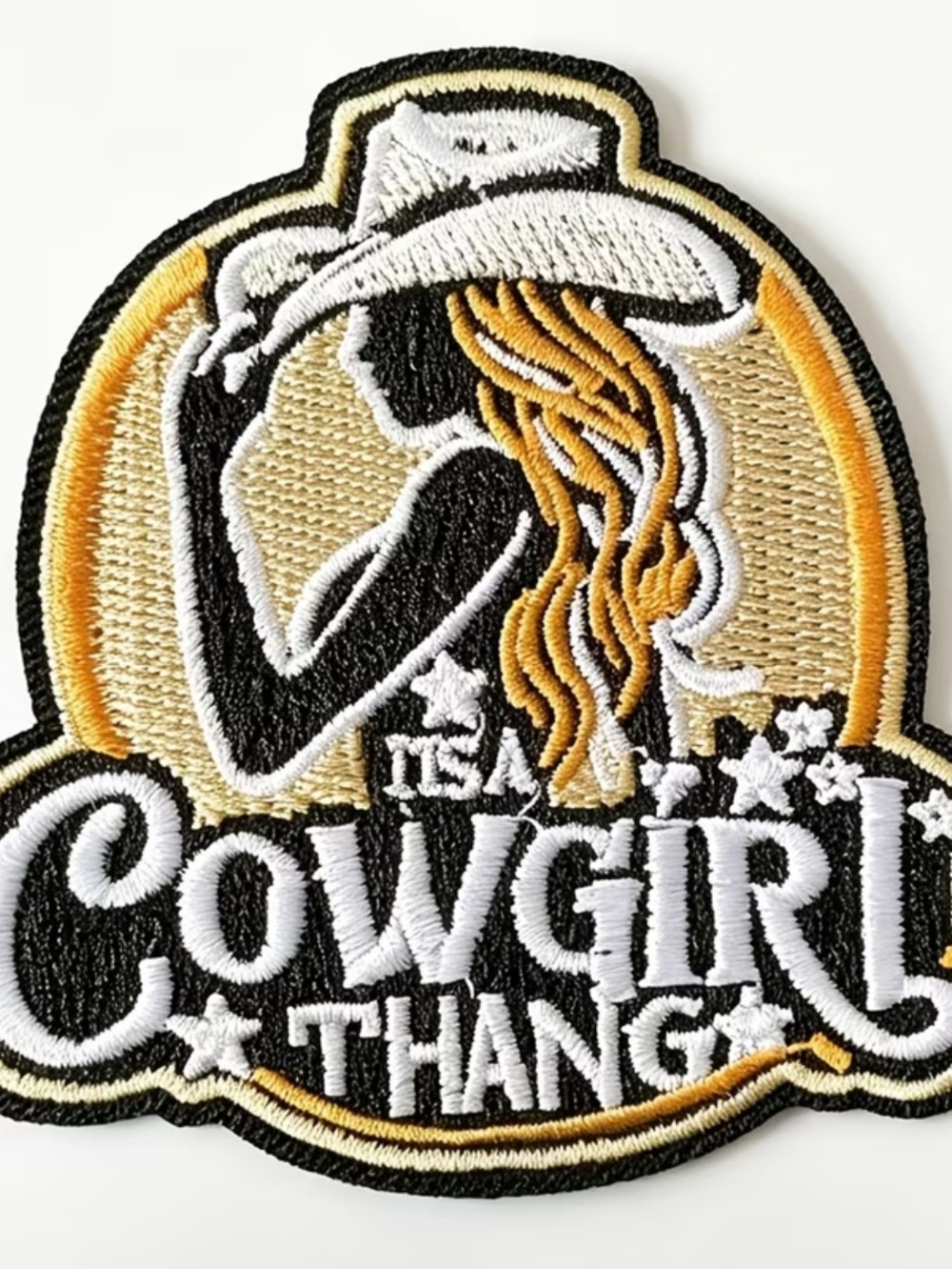 Cowgirl Thang Embroidered Patch Scarf Accent - Black & Gold